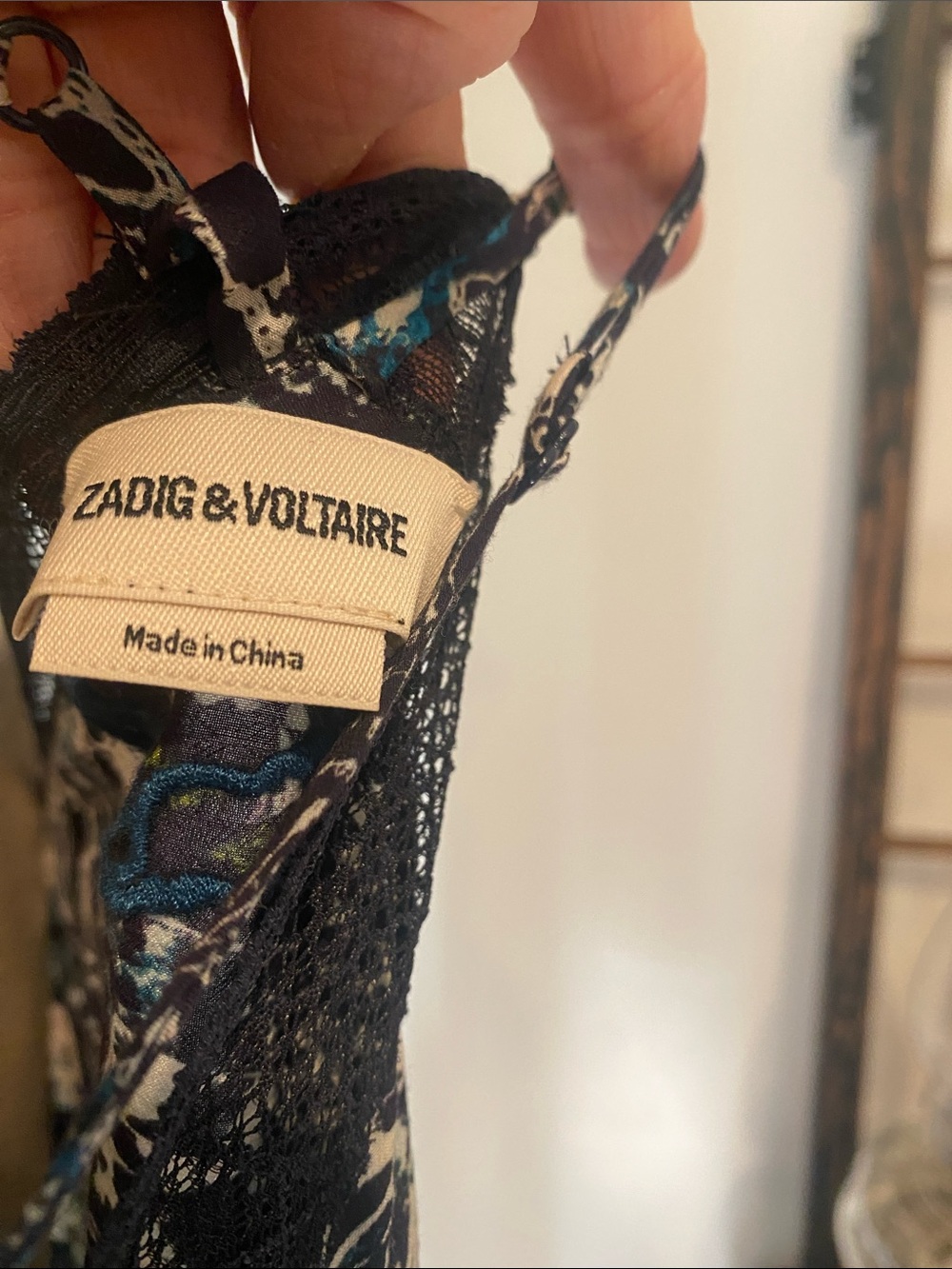 Zadig & Voltaire Navy Lace-Trim Butterfly Print Cami - Picture 3 of 4